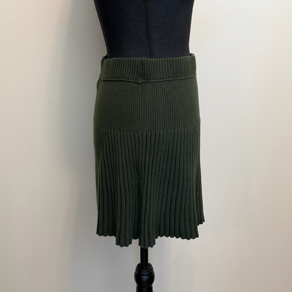 Aerie Dark Green Ribbed Take Charge Mini Skirt Womens S Sweater Skater Stretch - Picture 4 of 6